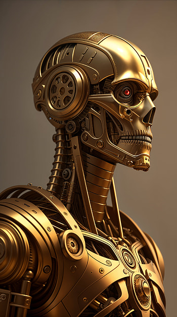Golden Terminator: Stunning Design, golden, cyborg, futuristic HD phone wallpaper