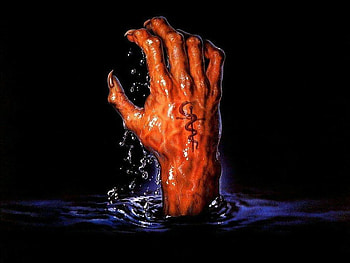 hand, fantasy, water, dark HD wallpaper