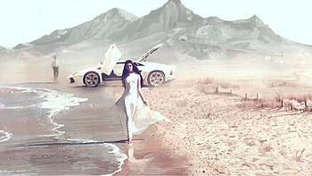 Lamborghini Oil Painting, lamborghini, cars, white, painting HD wallpaper