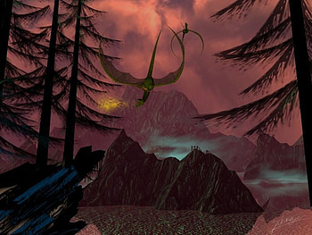 Flying, dragon, forest HD wallpaper