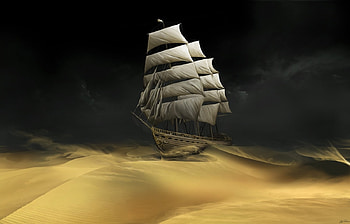 Transport, Landscape, Fantasy, Ships, Sand, Desert HD wallpaper