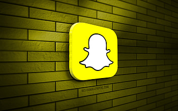 Snapchat 3D logo, , yellow brickwall, creative, social networks, Snapchat logo, 3D art, Snapchat HD wallpaper