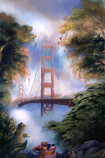 Trees, Art, Holiday, Bridge, Flashlights HD phone wallpaper