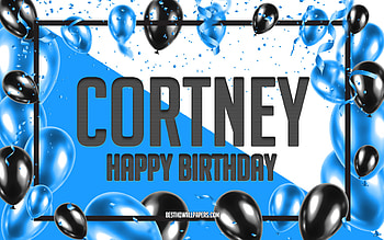 Happy Birtay Cortney, Birtay Balloons Background, Cortney, with names, Cortney Happy Birtay, Blue Balloons Birtay Background, Cortney Birtay HD wallpaper