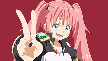 That Time I Got Reincarnated As A Slime, Anime, Blue Eyes, Milim Nava, Minimalist, Pink Hair, Twintails HD wallpaper