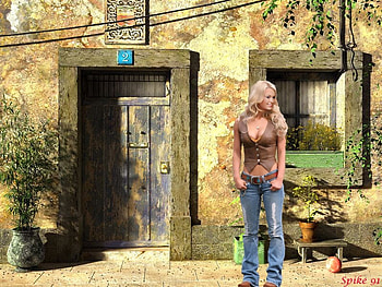 Country Girl, doorway, blonde, plants, window, house, woman, jeans HD wallpaper