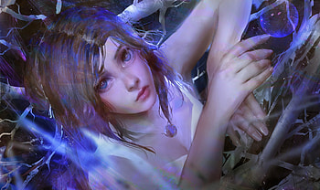Where is my mind?, blue, alayne, view from the top, fantasy, face, luminos, girl, hand HD wallpaper