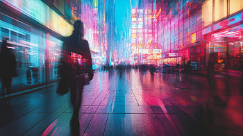 Vibrant Chromatic Aberration: A Ultra Experience, urban, neon lights, Nightlife, silhouette HD wallpaper