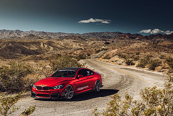 Red, BMW M4, luxury car, outdoor, landscape HD wallpaper