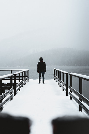 Winter, Snow, Pier, Silhouette, Miscellanea, Miscellaneous, Snowstorm HD phone wallpaper