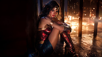 Wonder Woman Mighty Defender, wonder-woman, superheroes, artwork, art, digital-art, ai HD wallpaper