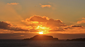 Island Ocean Sunset Background Dark Background HD wallpaper