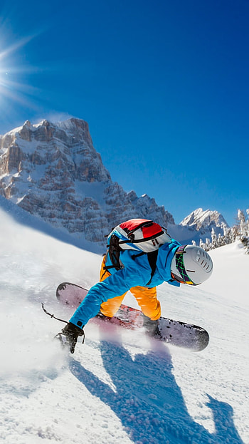 Sunlit Powder — Snowboarding the Winter Peak, snow, winter, mountain, Sports, Snowy Mountain HD phone wallpaper