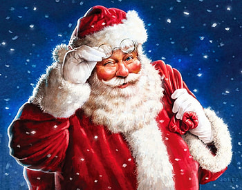 His work is done, painting, christmas, sky, stars, santa HD wallpaper