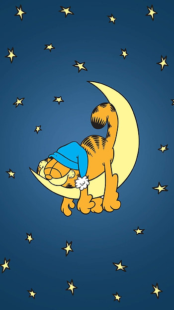 Sleeping on the moon, Garfield HD phone wallpaper