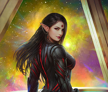 Chosen of Chaos, girl, mario wibisono, fantasy, yellow, luminos HD wallpaper