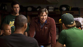 Moneyball, Random House, Brad Pitt, Sports movie HD wallpaper