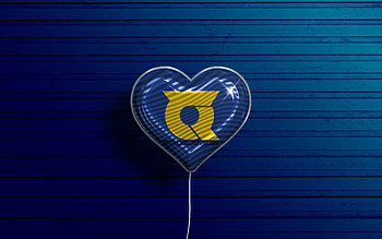 I Love Tokushima, , realistic balloons, blue wooden background, Day of Tokushima, japaenese prefectures, flag of Tokushima, Japan, balloon with flag, Prefectures of Japan, Tokushima flag, Tokushima HD wallpaper