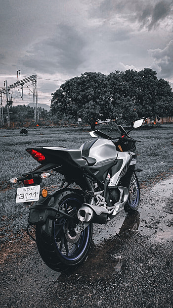Silver - black R15M, cloud, sky, yamaha, car, vintage, biker, mustangdinesh, bike HD phone wallpaper