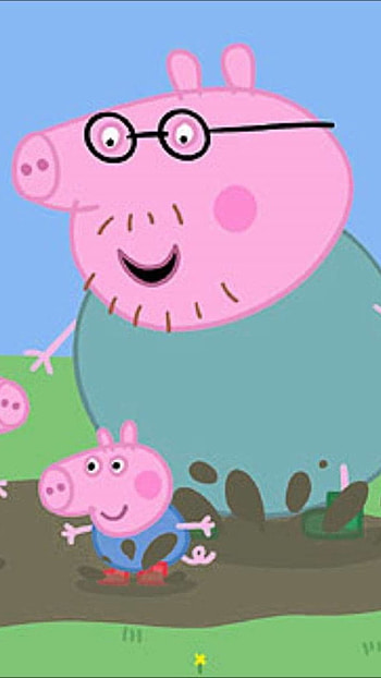 George pig and father pig, peppa pig, george pig, father pig, cartoon HD phone wallpaper