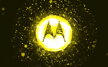 Motorola yellow logo, , yellow neon lights, creative, yellow abstract background, Motorola logo, brands, Motorola HD wallpaper
