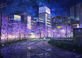 Crossing The Street Anime Girl With Cats, anime-girl, anime, artist, artwork, digital-art, cat HD wallpaper