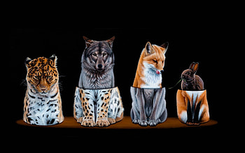 :), animal, wolv, black, art, tiger, vulpe, fox, bunny, jacub gagnon, fantasy, funny, lup HD wallpaper
