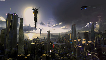 Futuristic City Skyline, Sci-fi wonderland, Advanced technology, Urban marvels HD wallpaper