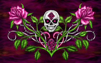 horror gothic, skull, horror, gothic, flower HD wallpaper