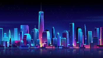 Neon Cityscape HD wallpaper