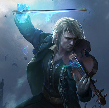 Lestat, man, violin, vampire, art, dark, halloween, lin yomi, instrument, fantasy, luminos HD wallpaper