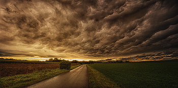 Clouds, road, nature, landscape HD wallpaper