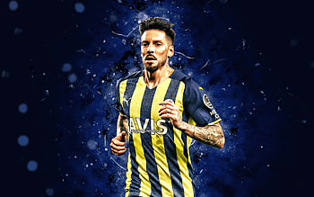 Jose Sosa, , 2022, Fenerbahce SK, Argentine footballers, Turkish Super Lig, soccer, blue neon lights, Fenerbahce FC, Jose Sosa Fenerbahce, Jose Sosa HD wallpaper