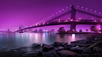Manhattan Bridge, New York at Night HD wallpaper