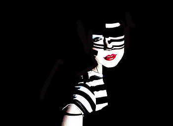 RED LIPS IN DARK.., white, black, graphy, green, red, eyes, lips HD wallpaper