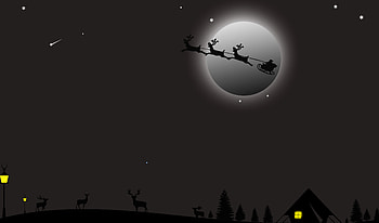Santa Claus Deer Ride, santa-claus, christmas, celebrations, deer, monochrome, black-and-white HD wallpaper