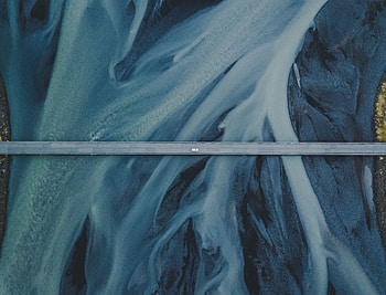 Iceland, Nature, Rivers, Ice, View From Above, Bridge HD wallpaper