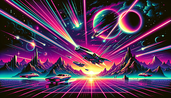 Vibrant Space Opera Scene, Sci Fi, space opera, space, retro, neon HD wallpaper