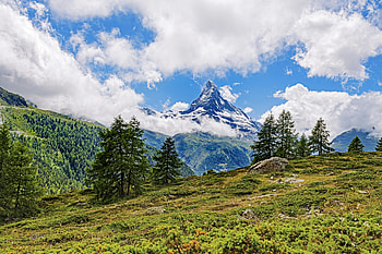 Nature, Trees, Clouds, Snow, Rock, Snow Covered, Snowbound, Slope HD wallpaper
