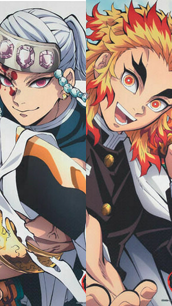 Uzui and Kyojuro, art, mouth HD phone wallpaper