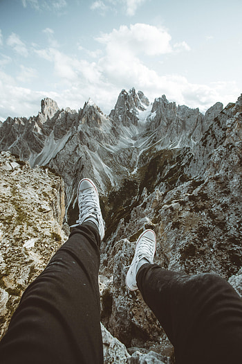 Mountains, Miscellanea, Miscellaneous, Legs, Sneakers, Shoes HD phone wallpaper