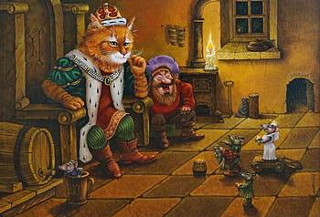Tales of the cat Kuzma, tales, art, cat, king, pisici, mouse, fantasy, rat, aleksandr maskaev HD wallpaper