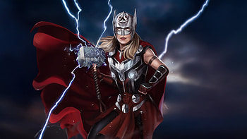 Embracing Lady Thor, thor, superheroes, artist, artwork, digital-art, artstation, jane-foster HD wallpaper