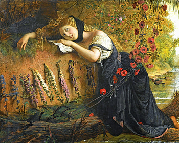 Ophelia by Joseph Severn, painting, ophelia, art, flower, pictura, girl, water, joseph severn HD wallpaper