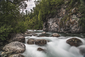 Nature, Trees, Stones, Rocks, Waterfall HD wallpaper