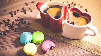 Coffee, Macarons HD wallpaper