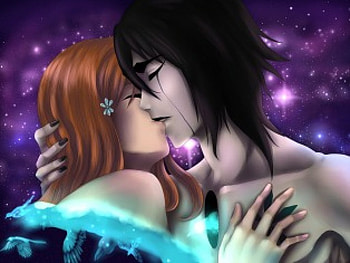 Ulquiorra And Inoue, ulquiorra, orihime, romance, schiffer, 4, bleach, anime, inoue, espada, kiss HD wallpaper