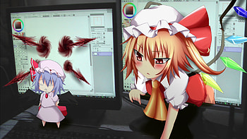 Oh, something strange happened, remilia scarlet, hop, touhou, blush, flandre scarlet, , gungnir HD wallpaper