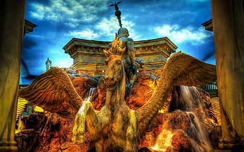 Cities, Fountain, City, r, Pegasus HD wallpaper