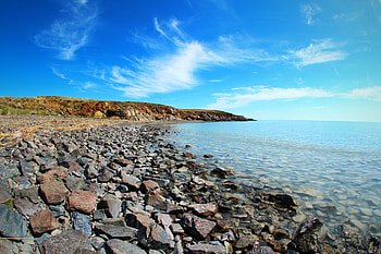 Lake, Water, Stones, Clouds HD wallpaper